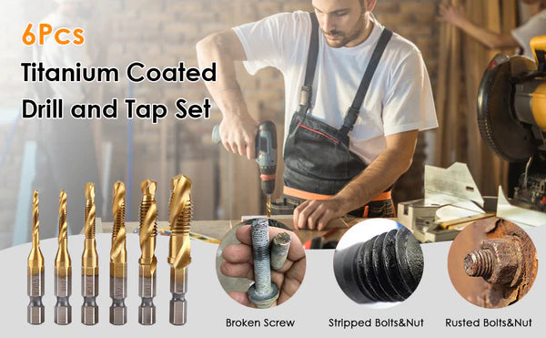Kit de 6 Brocas Giratorias HSS Recubiertas de Titanio🔧🛠️